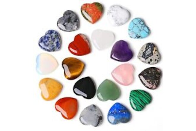 20PCS Natural Heart Healing Crystals Rose Quartz Amethyst Heart Love 1-20pcs