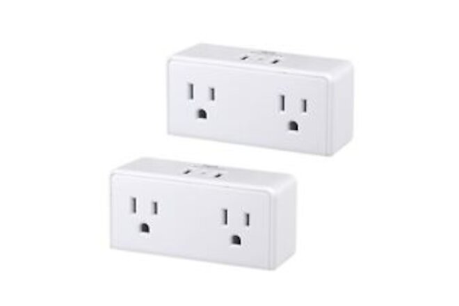 2-Outlet Wall Tap with 3 USB Ports(1 USB-C), Multi Plug Outlet Extender USB W...