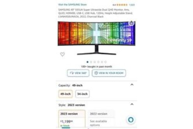 Samsung S49A950UIN 49'' FHD IPS QLED Curved Monitor