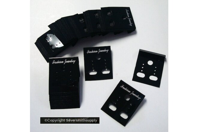 100 BLACK acrylic earring display cards pierced clip on jewelry display JD038B
