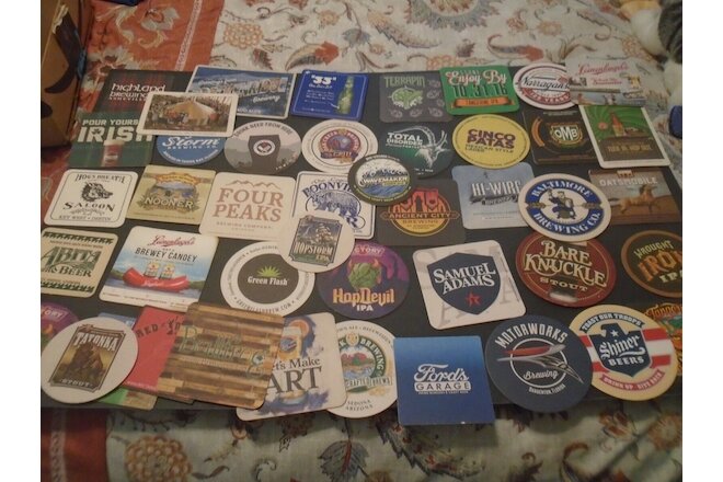 LOT OF (40+) DIFF MICRO & REGIONAL USA BEER COASTERS - MINT