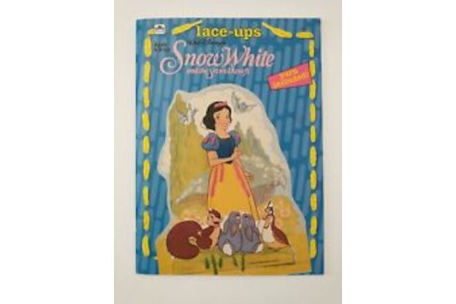 Vintage Walt Disney Snow White & The Seven Dwarfs Lace-Ups Book Yarn Included 93