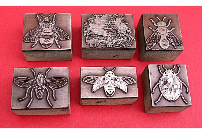 COLLECTION OF "BEES" Print Blocks. (SOLD AS ONE LOT)
