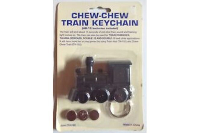 New Sealed Vintage Chew Chew Plastic Train Steam Engine Key Chain Sounds TH-102