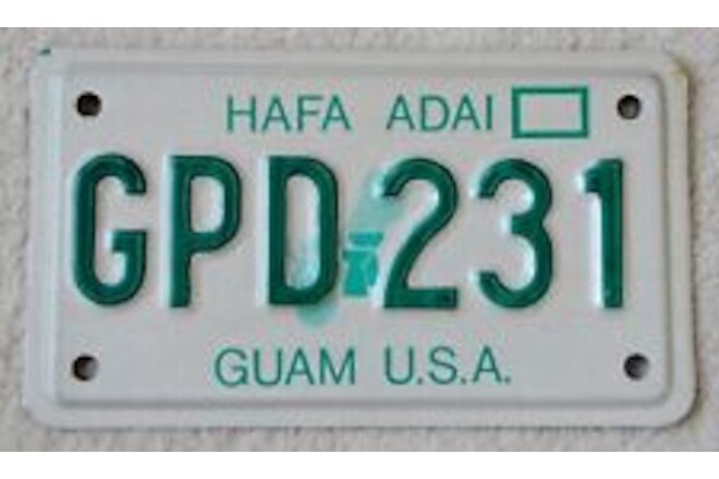 1980s Guam USA Police Motorcycle License Plate
