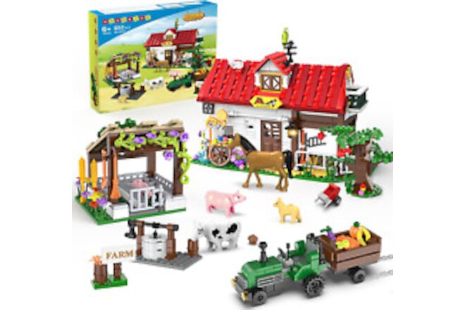 Farm House Building Toy for Grils Boys - 852 PCS Valentine'S Day City Farm An...