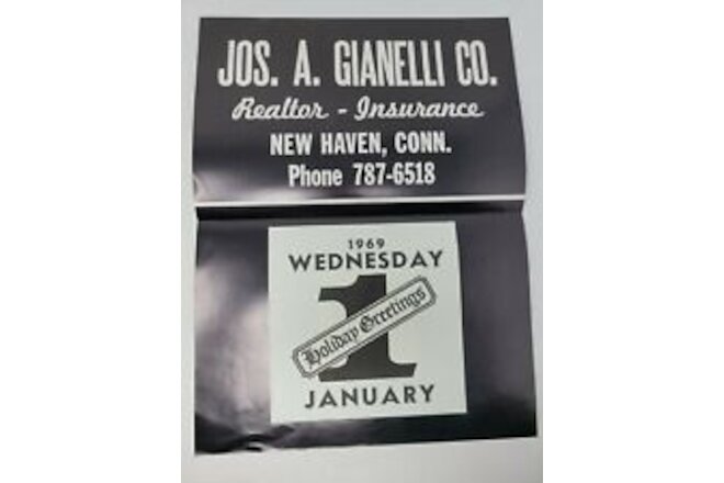 Jos A Gianelli 1969 Vintage Salesman Sample Advertising Calendar New Haven CT
