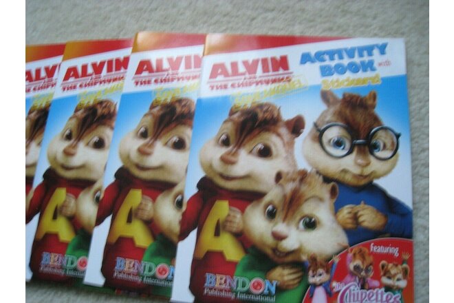 Alvin and the Chipmunks, The Squeakquel Activity Book w/ stickers- Set of 4. NEW