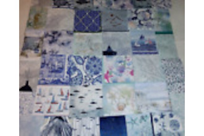 39 WATER NATURE SOOTHING BLUES ~ LOT SET MIXED Paper Napkins ~ Decoupage Crafts