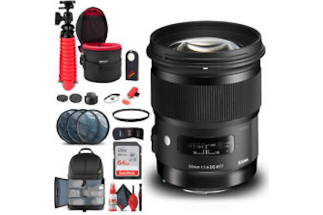 Sigma 50mm f/1.4 DG HSM Art Lens for Nikon F (311306) Bundle