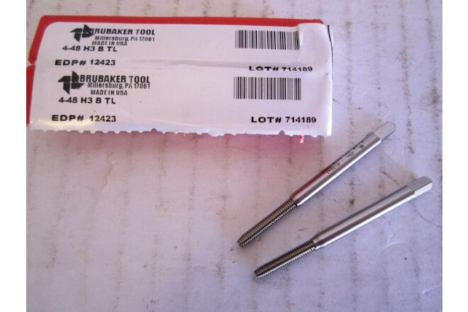 Brubaker Tool (12423) #4-48 HSS H3 Bottoming Thread Forming Taps - Lot of 2