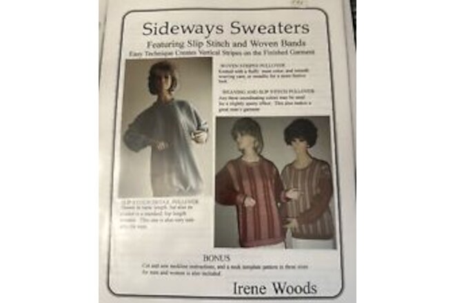 Sideways Sweaters Irene Woods  - Machine Knitting Book OOP 1997
