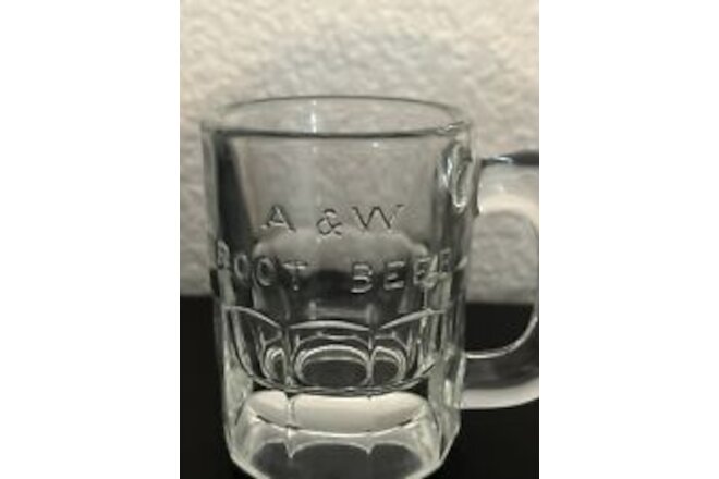 A&W Root Beer Mug Clear Glass 3.25" Childs Mini Mug Logo Vintage Set Of 3!!