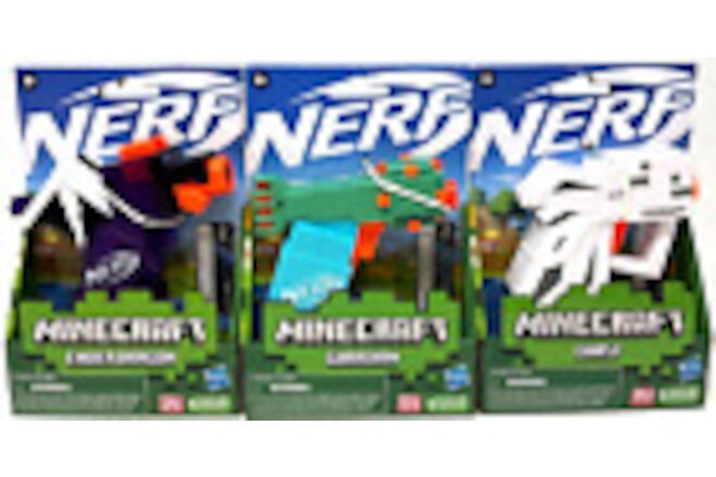 Set of 3 NERF MINECRAFT MicroShots Guardian, Ghost, Ender Dragon Elite Darts