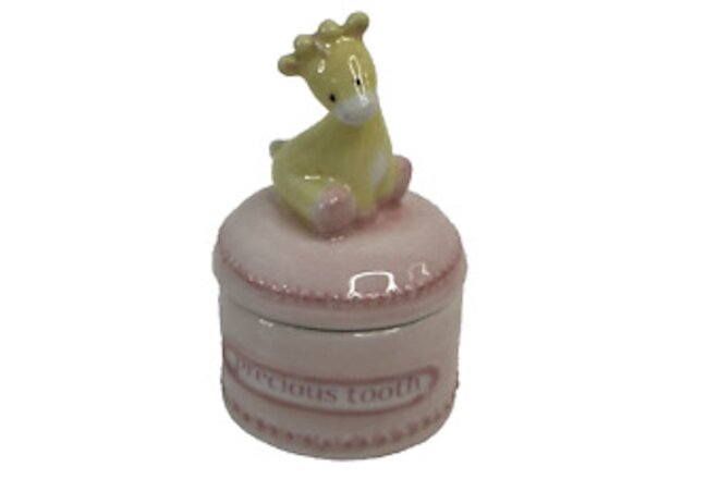 Baby Gund Tender Beginnings Precious Tooth Ceramic Giraffe Trinket Box Pink