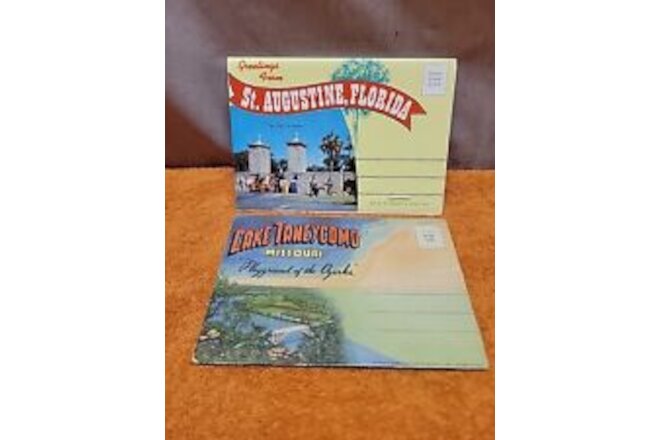 W•Vintage New St. Augustine Fl & Lake Taneycomo Missouri Souvenir Postcards