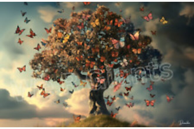 Butterflies Tree of Life Print 17x11 Art Print by Denardai