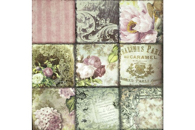 N280# 3x Single Paper Napkins For Decoupage Vintage Photos Mini Pictures Flowers