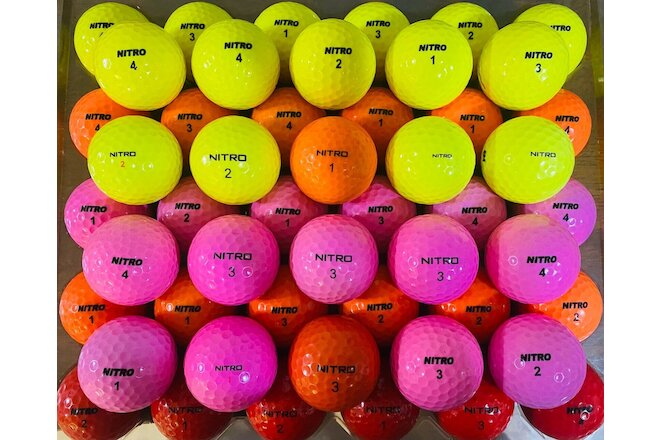 Nitro Assorted Color Golf Balls - Lot of 50 - 4A/5A High Grade