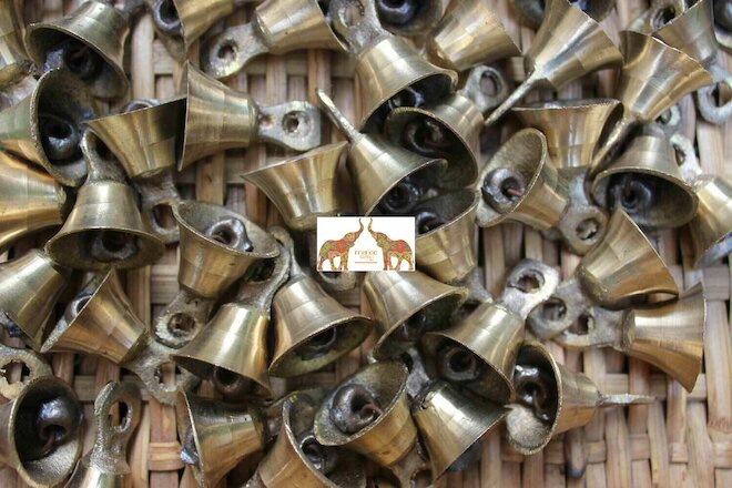 Brass Metal Bells Gold Finish Handmade Indian Vintage Style Indian Crafts 12 Pcs