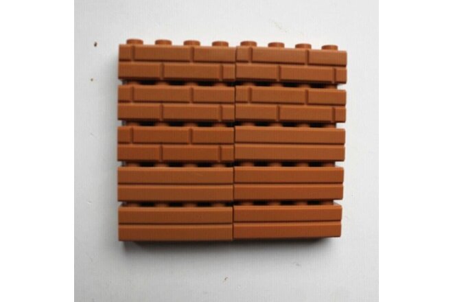 LEGO Lot of 10 1x4 Masonry Bricks Medium Dark Nougat Flesh Castle Wall Blocks