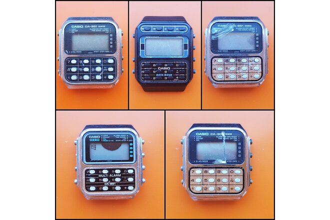 LOT OF 5 pcs CASIO CD 40, CA 951, CA  901, CA 851 CALCULATOR WATCHES  FOR PARTS