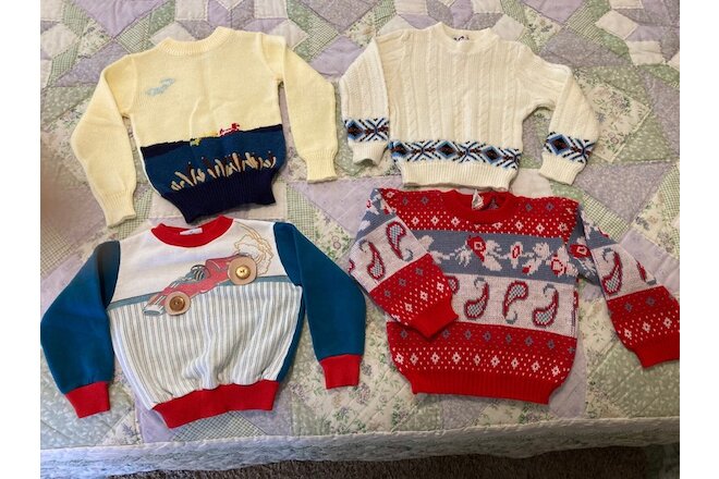 Vintage 80's Boy's Sweaters ~ Size 4 ~ Lot of 4