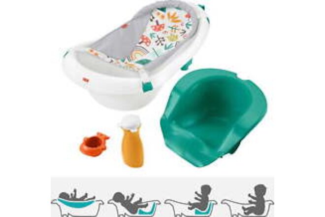 4-in-1 Sling ‘n Seat Tub Baby to Toddler Bath with 2 Toys, Whimsical Forest