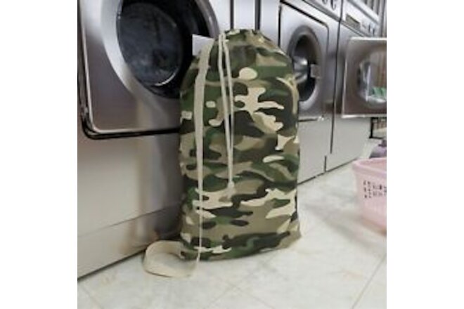 Large Laundry Bag with Shoulder Strap and Drawstring Camouflage 28" x 36"
