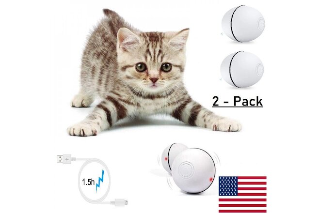 2 Pack, Interactive Smart Cat Dog Rolling Ball Wicked Automatic LED Toy 360 Gift
