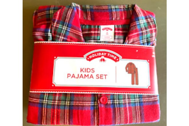Kids Christmas Pajamas Flannel Plaid Shirt & Pants Size Boys Girls M 8 NEW
