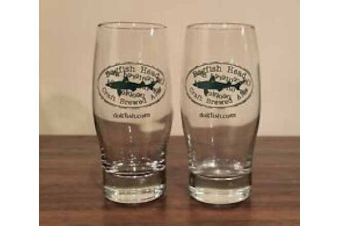 2 Dogfish Head Shark IPA Craft Beer Pint Glasses Green
