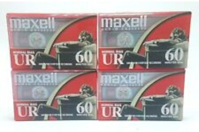 Lot of 4 New Sealed MAXELL UR 60 Minute Blank Audio Cassette Tapes
