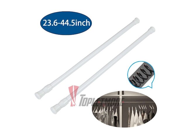 2X Adjustable Curtain Rod Bathroom Shower Tension Spring Extendable Rail White