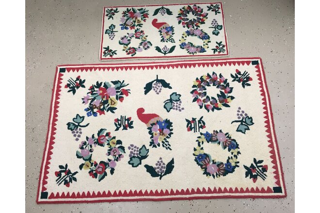 Antique Wool Christmas Holiday Rug Set Smithsonian Collection Hand Hooked