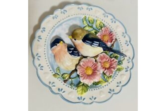 Vintage Ganz Western Bluebird Floral Wall Plaque Plate EUC Love Birds