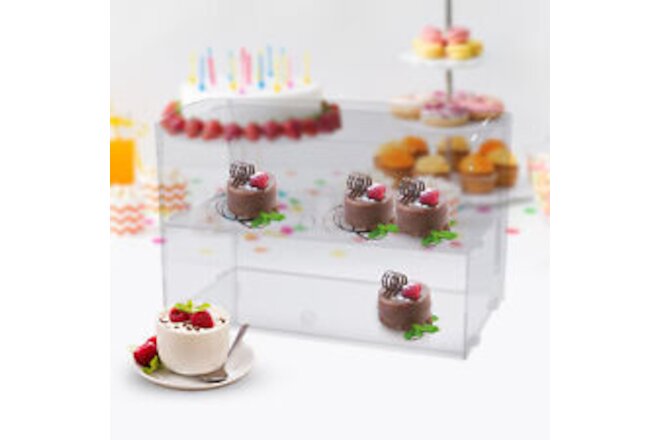 2 Tiers Commercial Pastry Muffins Food Showcase Countertop Bakery Display Case