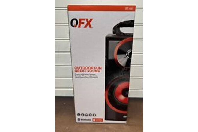 QFX BT-168 Bluetooth Multimedia Boom Box with FM Radio - black & red