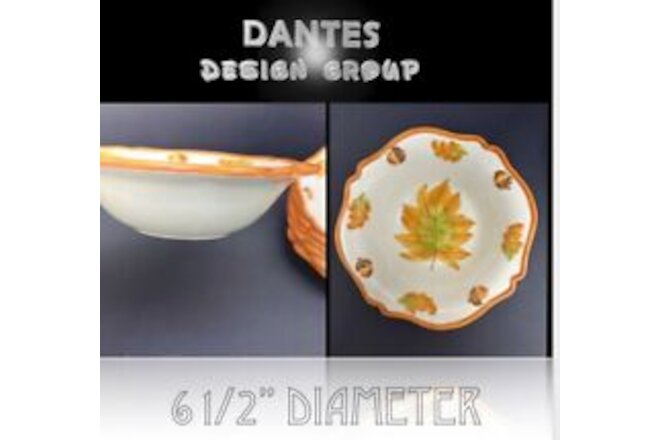 🐆Lot of 7 Dante Design Group -Serving Bowl Protruding Leaf hand painted 6"  VTG