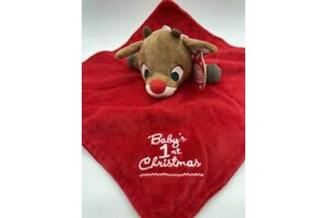 New Rudolph the Red Nosed Reindeer Lovie Security Blanket Babys First Christmas