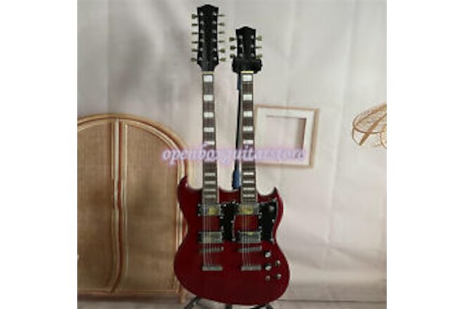 12+6 String Double Neck Wine Red Electric Guitar Rosewood Fretboard in Stock