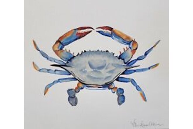 Blue Crab Watercolor by Christy Allen w/some Metallic Paint