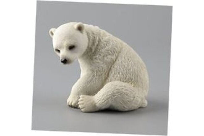 4.25 Inch Polar Bear Cub Sitting Decorative Statue Figurine, White