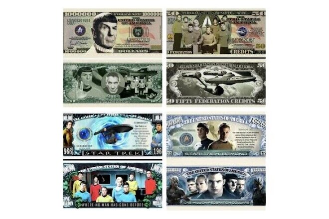 1 Each Star Trek Funny Money Dollar Bills with Sleeve Collectible Novelty Notes