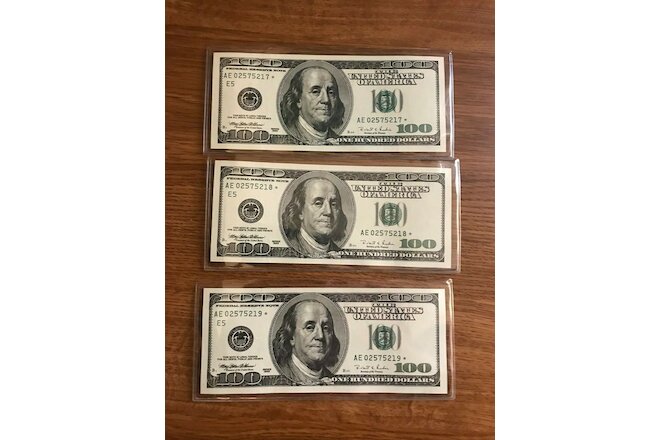 1996  $100 Star Notes  lot of 9 currency Richmond *E  replacement  in  Sequence