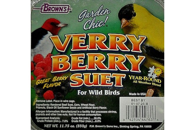 1 lot 2 Brown's Wild Bird Suet Outdoor Food Treat Verry Berry Square Cake