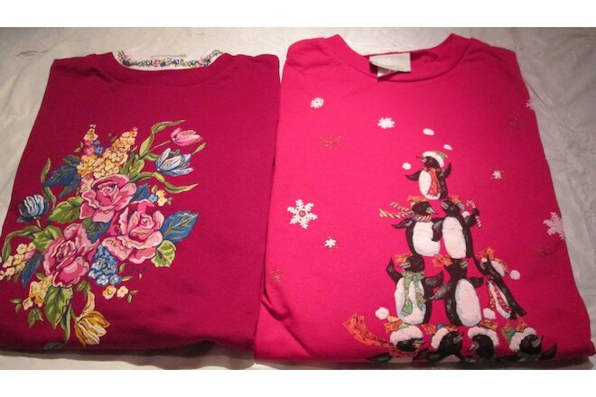 Women Christmas Flower Design  XL 2 Sweatshirt Blair 60 Cotton & 40 Polyester