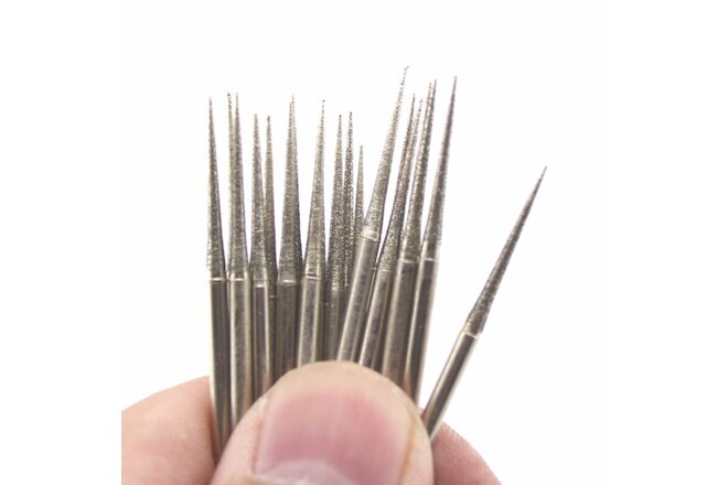 30Pcs 2.3mm Tapered Point Diamond Grinding Bits Cone Rotary Burrs Lapidary Tools