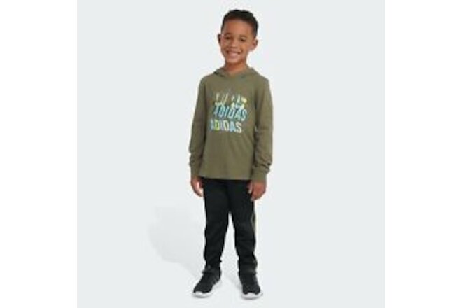 adidas kids Two-Piece Long Sleeve Graphic Hooded Tee and Pant Set