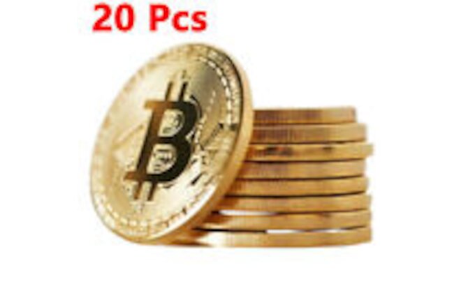 20 Pcs Bitcoin Physical Commemorative Coin Plated Gold Collection Challenge Coin
